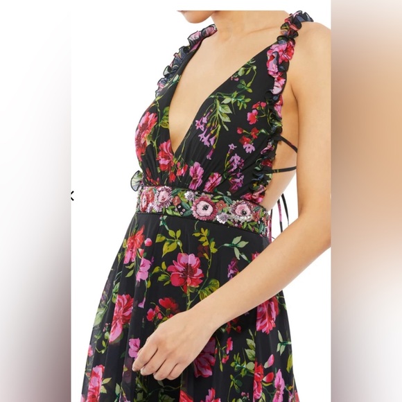 Ieena for Mac Duggal 9156 Tie Back Beaded Waist Dress , size 2 - Picture 3 of 8